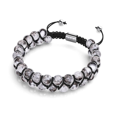 Silber Chrom x Weiß | Glitzerglas Doppelarmband